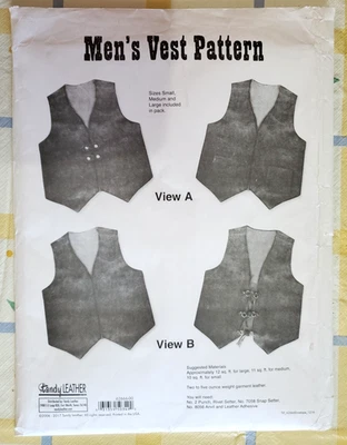 TANDY LEATHER Co. Men’s VEST PATTERN 2666 Small~Medium~Large UNCUT - Image 1 of 4