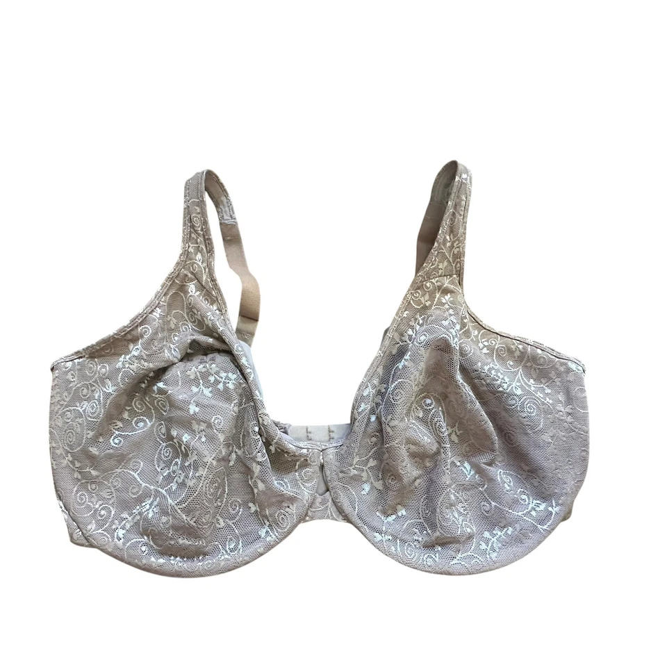 Lilyette Women's Tan Lace Overlay Full Coverage Bra 36DDD - Image 1 of 4