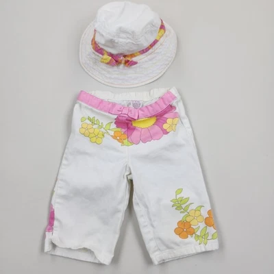 Capri y sombrero floral vintage Y2K Gymboree talla 12-18 meses algodón 2 piezas Foto 1 de 4