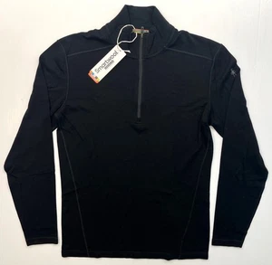 Men's SMARTWOOL Classic Thermal Merino Base Layer 1/4 Zip Top BLACK - Picture 1 of 2