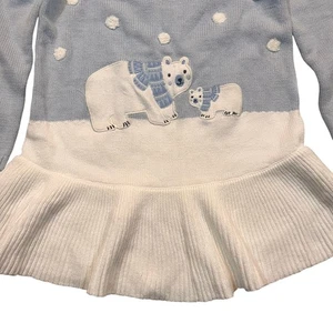 NWT Gymboree Girls 4T Blue White Polar Bear Peplum Sweater Dress Winter - Picture 1 of 6