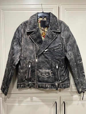 Новый с Ярлыками Ed Hardy состаренный мотоцикла мотоциклиста куртка кожи XL - Изображение 1 из 4