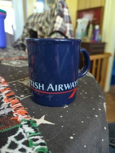 British Airways Coffee Mug Cup Made In England Logo & Red Stripe Vintage - Picture 1 of 13