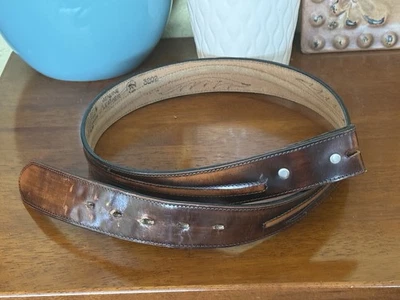 Correa de cinturón de cuero marrón puntada genuina Silver Creek Collection talla 34 sin hebilla Foto 1 de 4