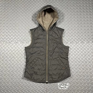 PRANA Reversible Hooded Puffer Vest Wool Blend Quilted Y2K Womens Medium - Picture 1 of 8