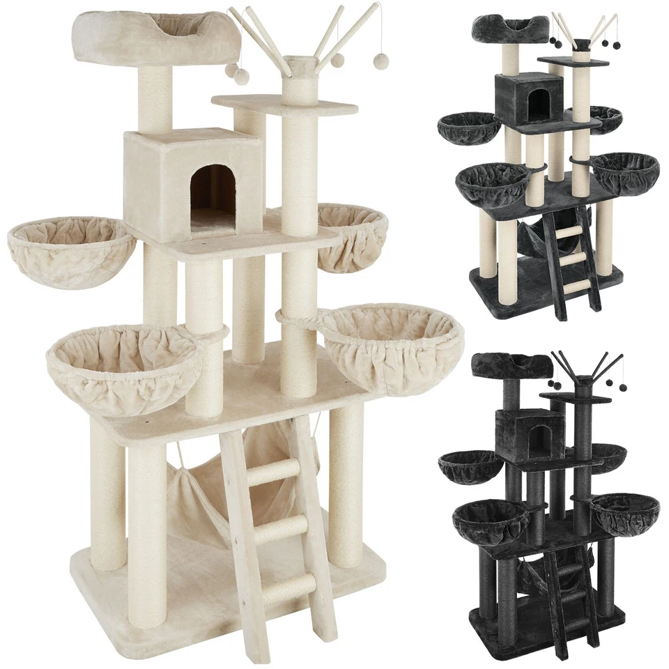 TECTAKE Kratzbaum Katzenbaum Sisal große Katzen XXL Kletterbaum 195 cm Katzenkratzbaum