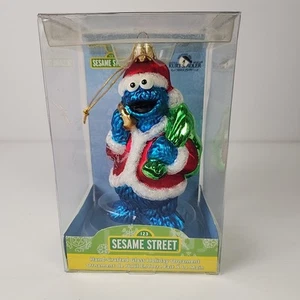 Kurt S. Adler Sesame Street Glass Decorazione Natalizia Biscotto Mostro Babbo Natale - Foto 1 di 10