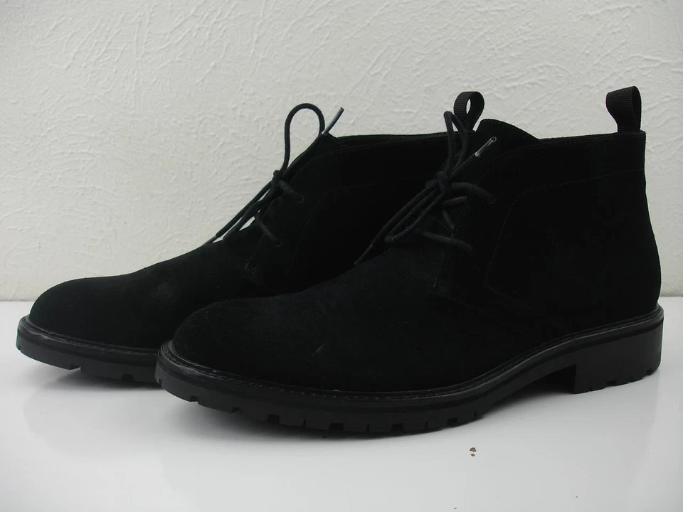 Botas chukka de cuero de gamuza de becerro Calvin Klein Ultan para hombre talla 10 M negras en bruto Foto 1 de 4