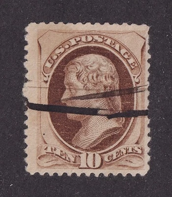 MATT'S STAMPS US SCOTT #187 THOMAS JEFFERSON 10-CENT ISSUE OF 1879, USED CV$42 - Image 1 of 3