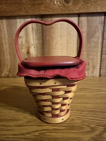 Longaberger ‘Heart’s Delight’ Basket, Lid, Liner and Protecter Cover