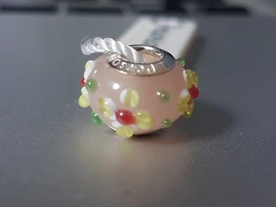 .925 PLATA ESTERLINA PERSONAJE ENCANTO VERDE AMARILLO FLORES PRONUNCIADO JARDÍN MURANO Foto 1 de 4