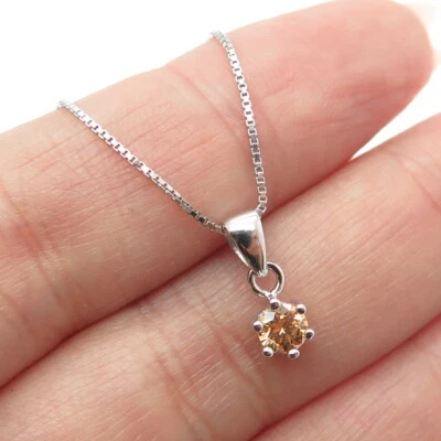 Collar cadena caja cristal champán Swarovski plata de ley 925 16-18" Foto 1 de 4