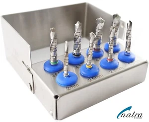 Kit de taladros de implantes dentales 8 piezas de riego externo plateado inoxidable - Imagen 1 de 4