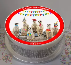 Personalised Meerkat Party 8" Icing Sheet / Cake Topper - Picture 1 of 1