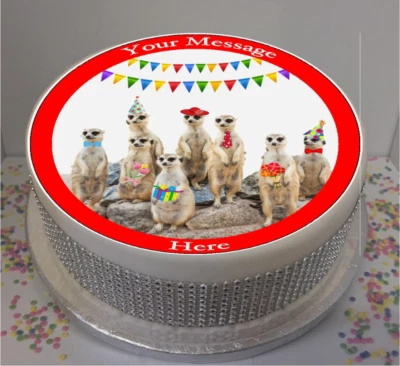 SPRINKLES AND TOPPERS LTD Personalised Meerkat Party 8" Icing Sheet / Cake Topper