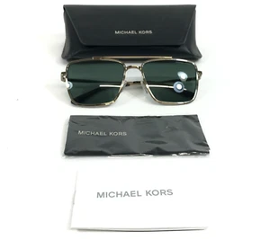 Michael Kors Sunglasses MK1154 Blue Ridge 18993H Shiny Gold w Green Solid Lenses - Picture 1 of 14