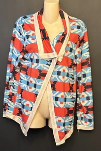 Man Hi Shang Southwestern Aztec Colorful Cardigan Sweater XL Red Turquoise C4 - Picture 1 of 8