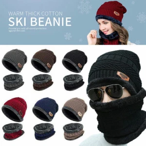 Winter Kinder Beanie Mütze/Loop Schal Strickmütze Sets Erwachsene Pelzmütze Warm - Bild 1 von 32