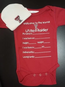 UNISEX KLEINKIND ANDENKEN TEXAS TECH WILLKOMMEN AUF DER WELT T-SHIRT UND STRICKMÜTZE - Bild 1 von 2