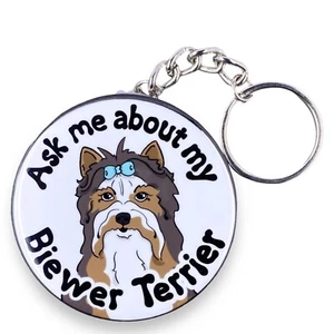Biewer Terrier Keychain Ask Me About My Dog Key Ring Accessories Handmade - Picture 1 of 4