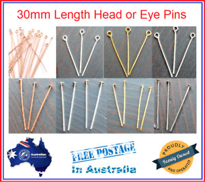10/20/50/100/200/300 Head or Eye Pins Hypoallergenic 30mm Length Pin 