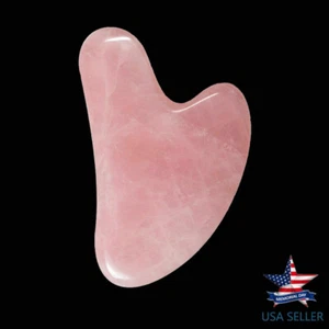 Herramienta facial de masaje facial de piedra rosa natural GuaSha tabla Gua Sha masajeadores corporales - Imagen 1 de 9