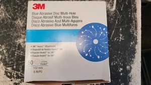 3M 36172 Hookit Blue Abrasive Disc Multi-hole Hookit 6” 80 grit 50 Pack Lot - Foto 1 di 6