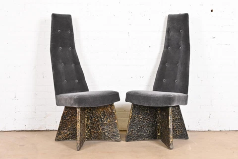 Adrian Pearsall Mid-Century Modern Brutalist High Back Chairs, Pair Cover