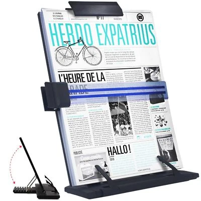 Desktop Document Holder Paper Stand with 7 Adjustable Positions Black Metal P... - Image 1 of 4