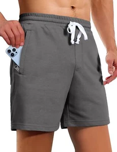 Sweat Shorts for Men 5 Inch Inseam Shorts Athletic Gym Workout Casual Cotton ... - Picture 1 of 6