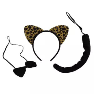 Juego de Disfraz de Peluche Leopardo Selva Gato con Diadema para la Oreja, Cola y Moño - Imagen 1 de 5