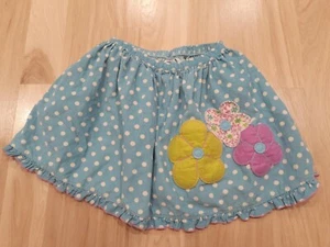 Girls Polka Dot embroidered floral Corduroy Skirt Turquoise Teal size 5 - Picture 1 of 7