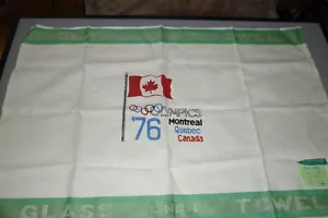 RARO ASCIUGAMANO LINO 1976 OLIMPIADI MONTREAL QUEBEC CANADA VINTAGE NOS 22" X 32" - Foto 1 di 10