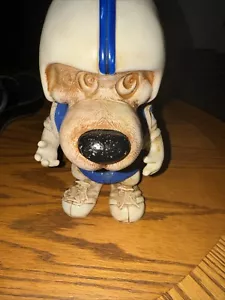 VTG 1977 Creative Mfg Dog Football Player #1 Blue Jersey Plastic 8" Coin Bank - Picture 1 of 12