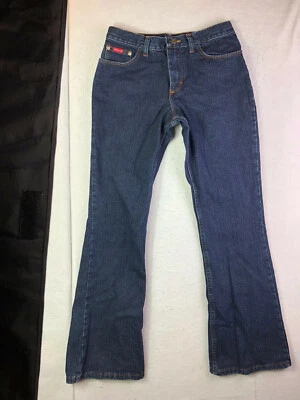 Jeans azul medido Brittania Bootcut lavagem escura júnior tamanho 16 regular 27x30 - Imagem 1 de 4