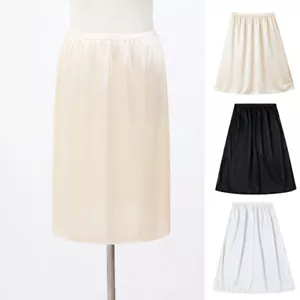 Ladies Summer Plain Anti Cling Waist Half Slip Underskirt Petticoat Under Dress - Picture 1 of 15