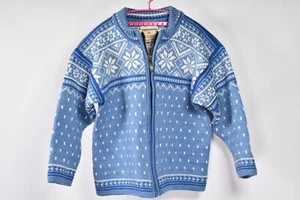 Dale of Norway Fair Isle Blue Sweater Full Zip Kids size 4 - Picture 1 of 8