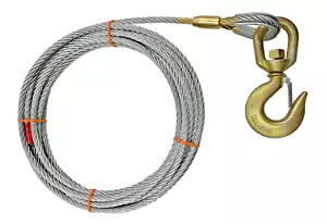 Línea de cabrestante de núcleo de acero de 1/2" x 55 pies con gancho giratorio pestillo grúa cable remolque EE. UU. - Imagen 1 de 13