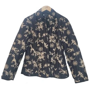 Carole Little Silk Jacket Coat Size Medium Beaded Black Beige Color - Picture 1 of 10