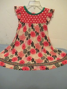 P44 Girls Size 4 Multicolored Cat Floral Print Ruffled Sleeve Matilda Jane Dress - Picture 1 of 10