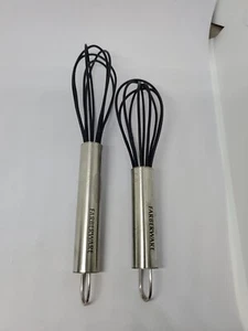 FARBERWARE 2 STURDY Hand WHISKS Small & Mini KITCHEN TOOL COOKING UTENSIL Black - Picture 1 of 5