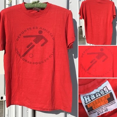 Vintage Deporte Es Amistad Honduras Soccer Club T-Shirt 80s 1980s M Made In USA - Image 1 of 4