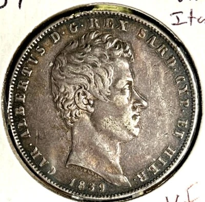 1848 Sardinia 5 Lire #J449 - Image 1 of 2