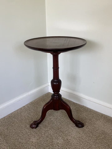 Antique Henkel Harris Solid Mahogany Round Pedestal Accent Side Table Cover