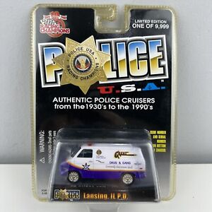 Racing Champions Police U.S.A. '75 Chevy Van Issue #102 Lansing IL. P.D. Diecast