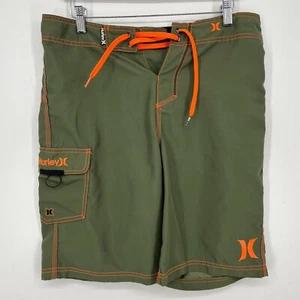 Costume da bagno Hurley uomo taglia 30 verde arancione coulisse tasca logo spiaggia - Foto 1 di 10
