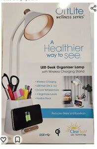 OttlLite Wellness Series LED Desk Organizer Lamp with Wireless Charging Stand