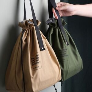 Canvas Lunch Bags with Drawstring Bag Mouth Dust Proof Convenient to Open Close