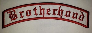 BROTHERHOOD TOP ROCKER MOTORCYCLE BIKER EMBROIDERED VEST PATCH 12" X 2.2" RED - Bild 1 von 1