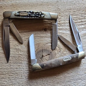BUCK KNIVES 373 TRIO KNIFE 3 BLADE KNIFE 420J2 SS MEDIUM STOCKMAN LOT 2 KNIVES - Picture 1 of 6